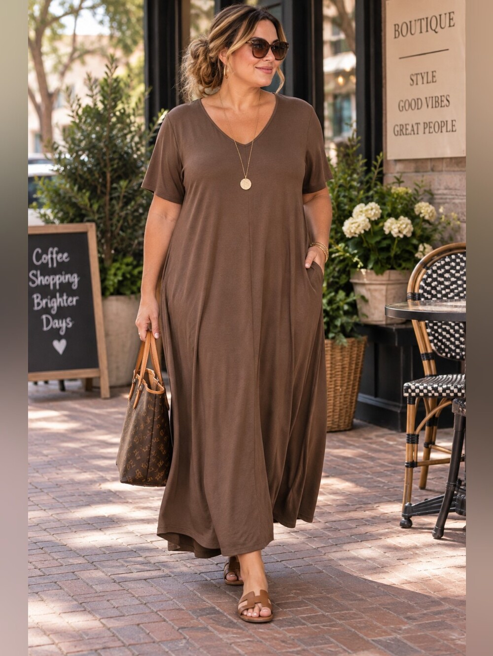 Zenana Relaxed V-Neck Pocket Maxi Dress